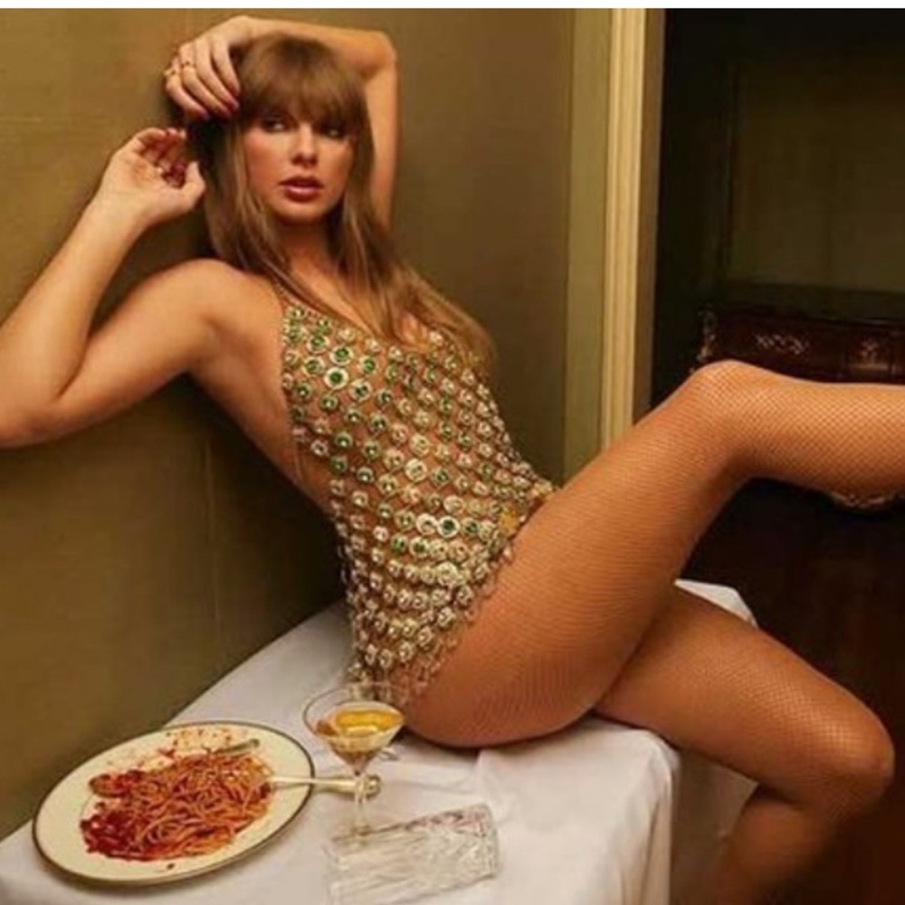 Kelsey Randall x REVOLVE Chainmail Dress Pink Gold OS Taylor Swift Showgirl